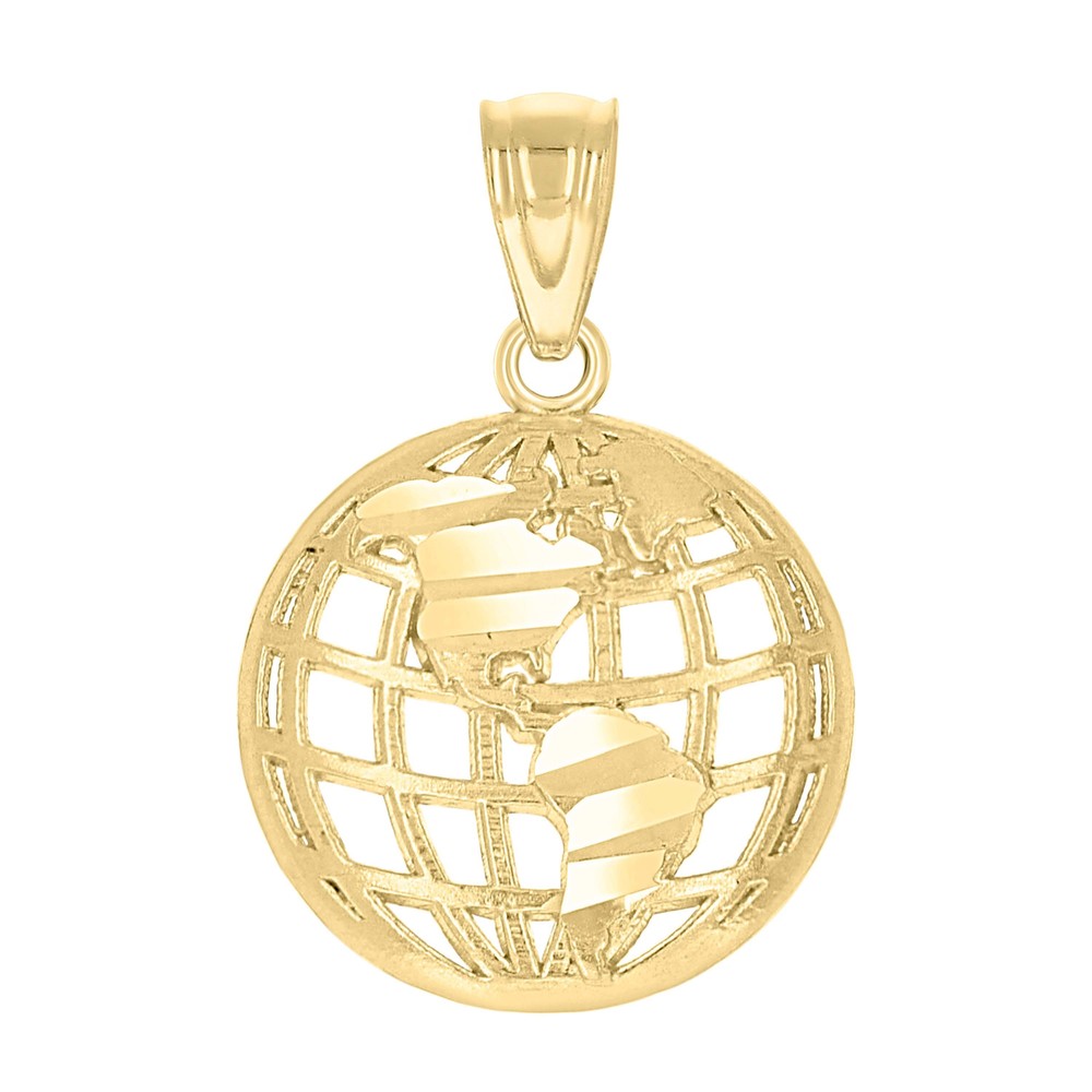 10kt 10k Yellow Gold Unisex World Globe Charm Pendant